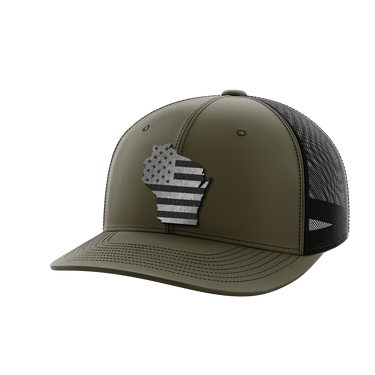 Wisconsin United Hats Hat Greater Half OD Green/Black Black Leatherette Wisconsin